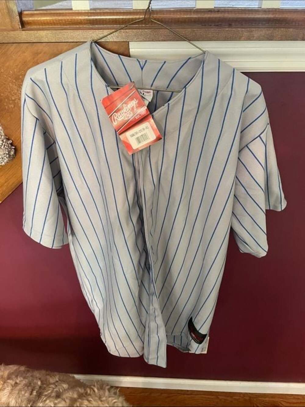 Rawlings Gray Jersey with Blue Pinstripes